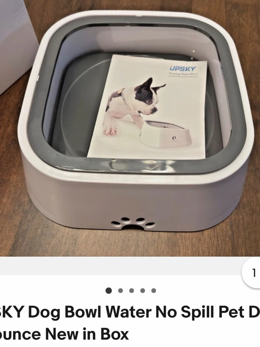 Sky Gray No-Spill Pet Bowl with Raised Rim
